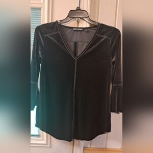 Ladies Snoskins Top Velvet Black Vneck 3/4 Sleeve Base Layer Event Small USA